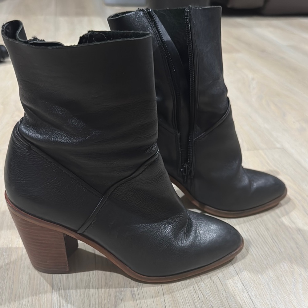 **Black Leather Ankle Boots